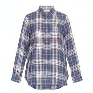 Madewell Button-Up Shirt Womens Size Small Plaid Long Sleeve Blue Orange White